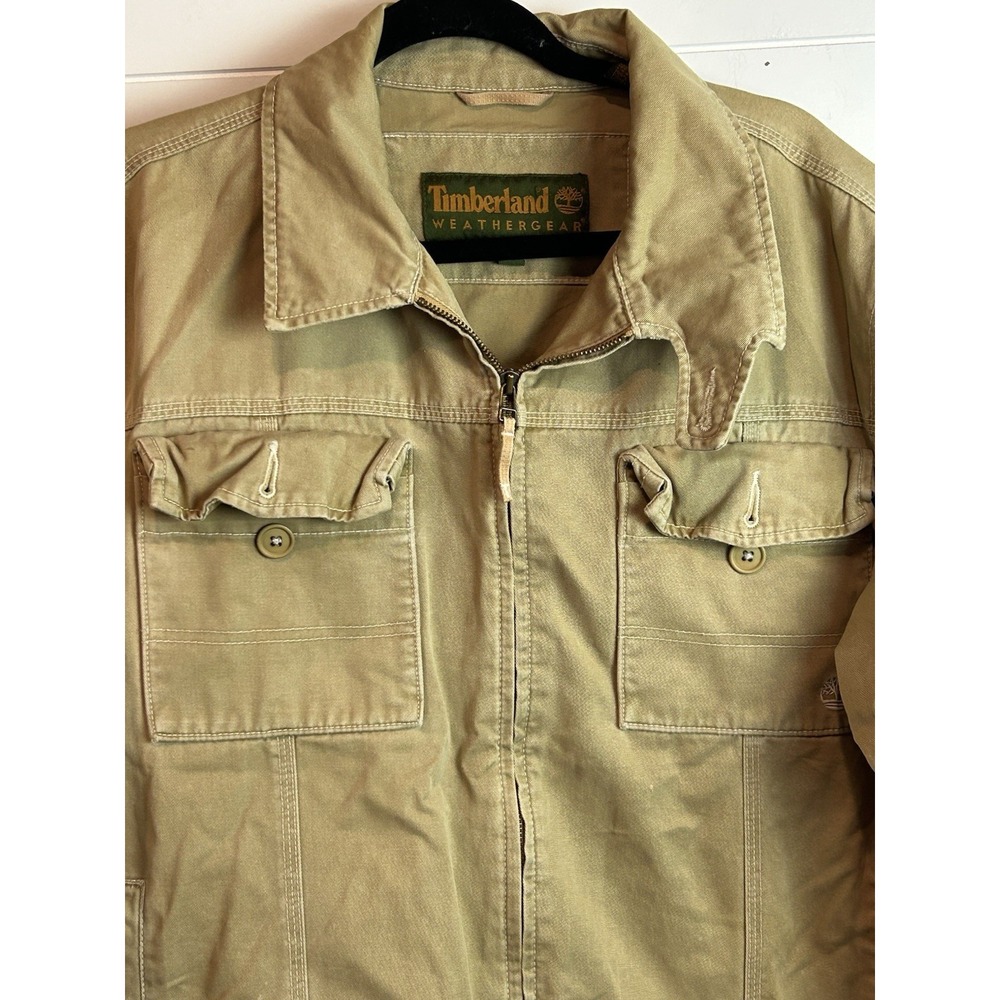 Vtg Timberland Weather gear Chore Jacket Sz Large 100% Cotton Work Barn Fall 04